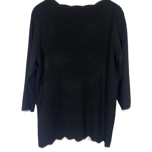 Cable & Gauge women's plus size 1X 3/4 sleeve black knit pullover top - Picture 2 of 6